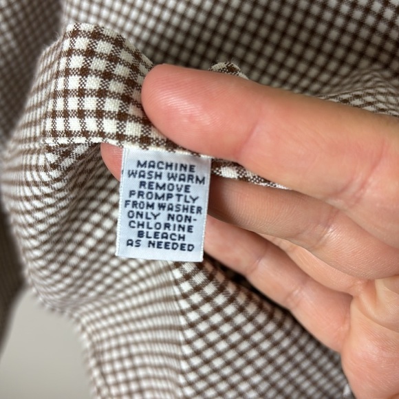 Ralph Lauren Blaire 100% Cotton Gingham Brown White Button Down Shirt size L - Picture 6 of 9